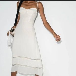 Reformation inspired white midi dress size M